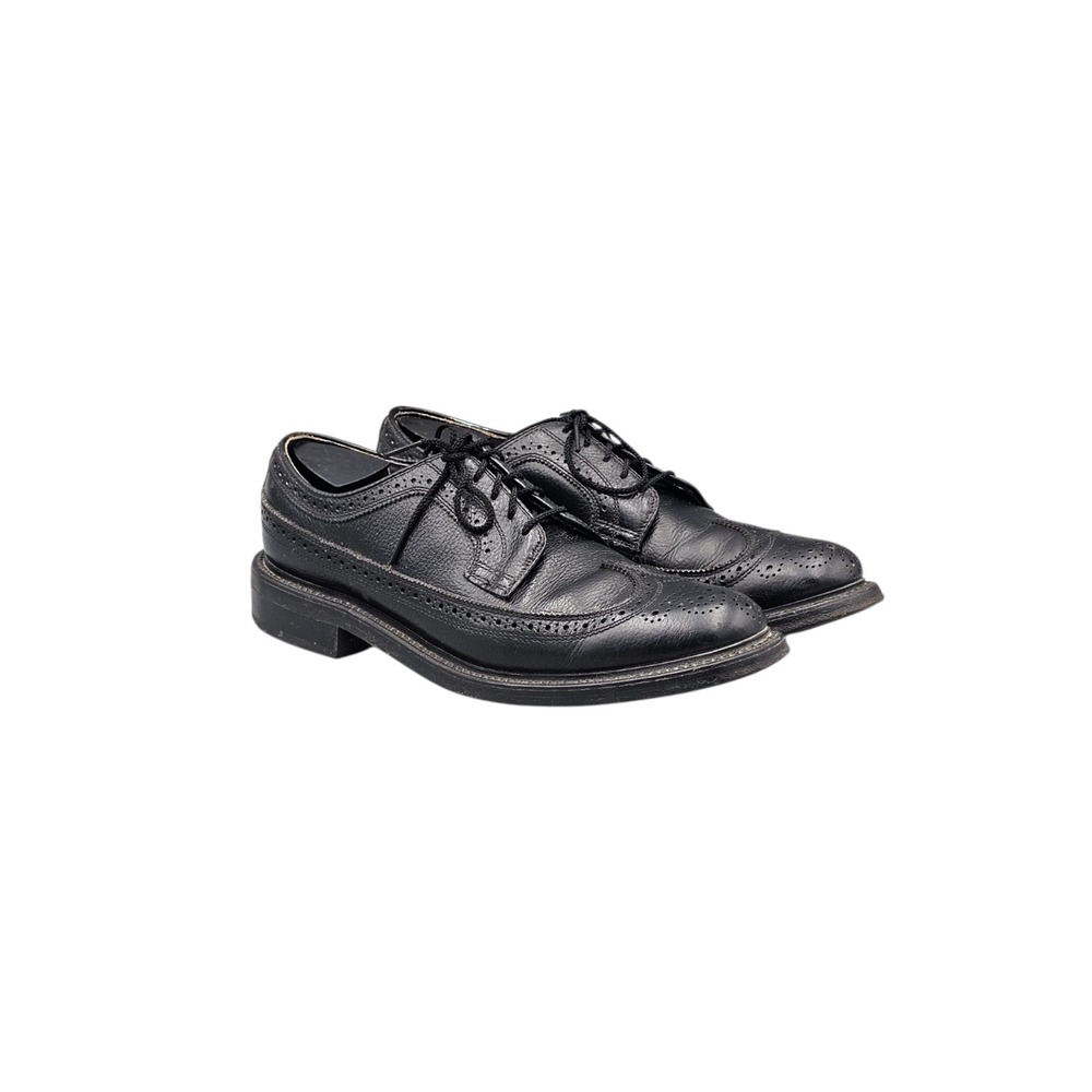 Dexter Men's Size 9 D VTG USA Black Pebbled Leather Longwing Gunboat Dress Shoes